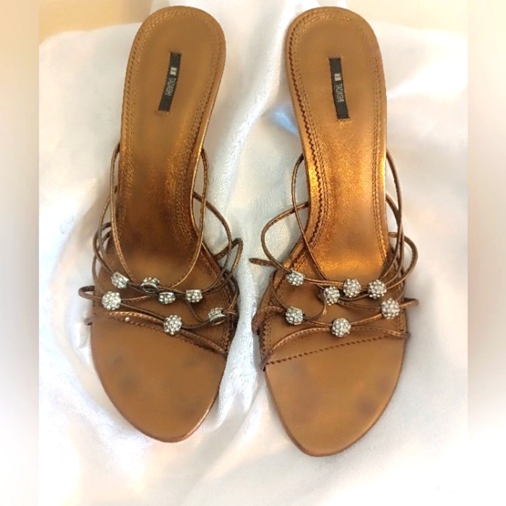 Tadashi bronze and crystal heel sandal size 9 - Picture 2 of 7